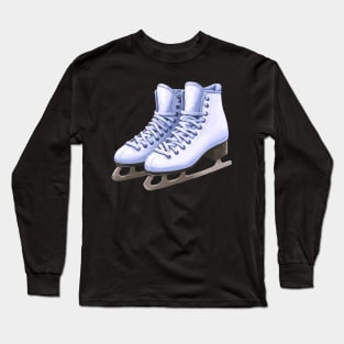 Purple Blue Ice Skating Boots Long Sleeve T-Shirt